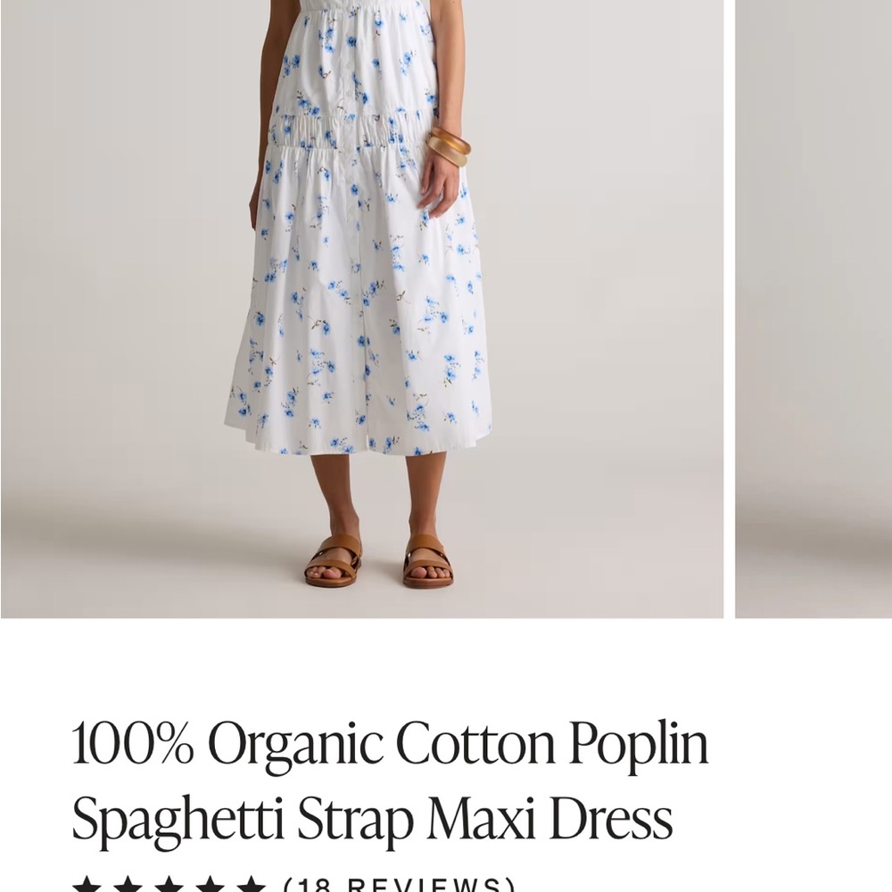 Quince White and Blue Floral Maxi Dress